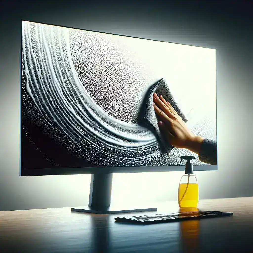How do I clean a smudged LED monitor screen?